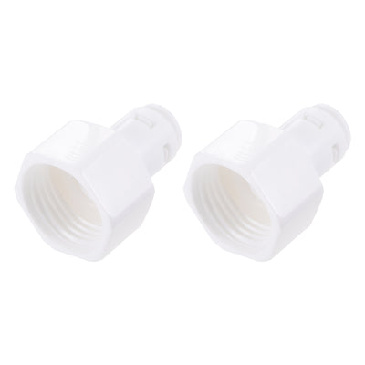 uxcell Uxcell 2 Stück Schnellkupplung G1/2 Innengewinde an 1/4" Rohr gerade Anschlussstücke für Wasseraufbereiter 34 mm weiß