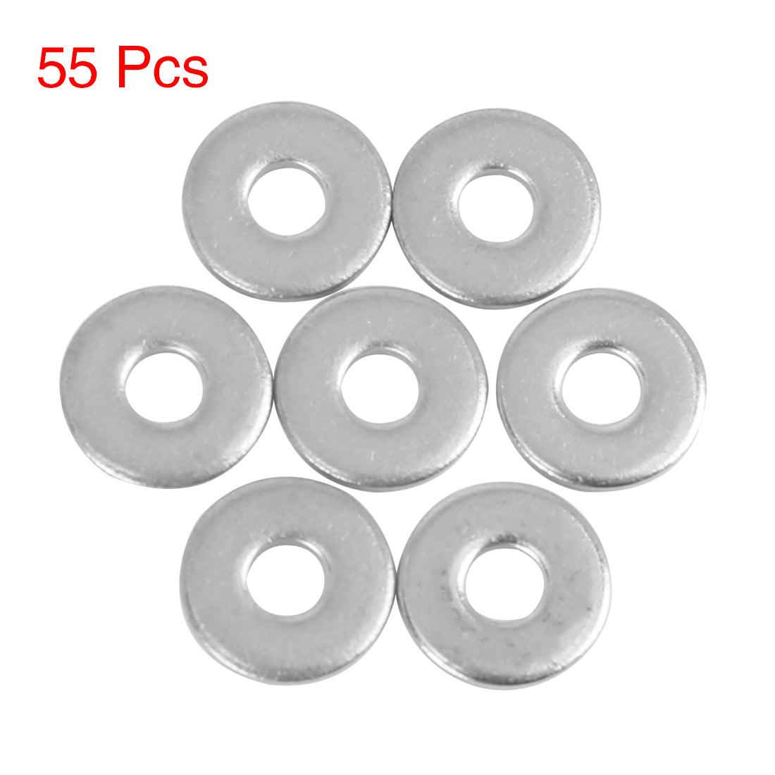 Harfington 55pcs M5 x 15mm x2mm Stainless Steel Car Fastener Sealing Flat Washer Gaskets