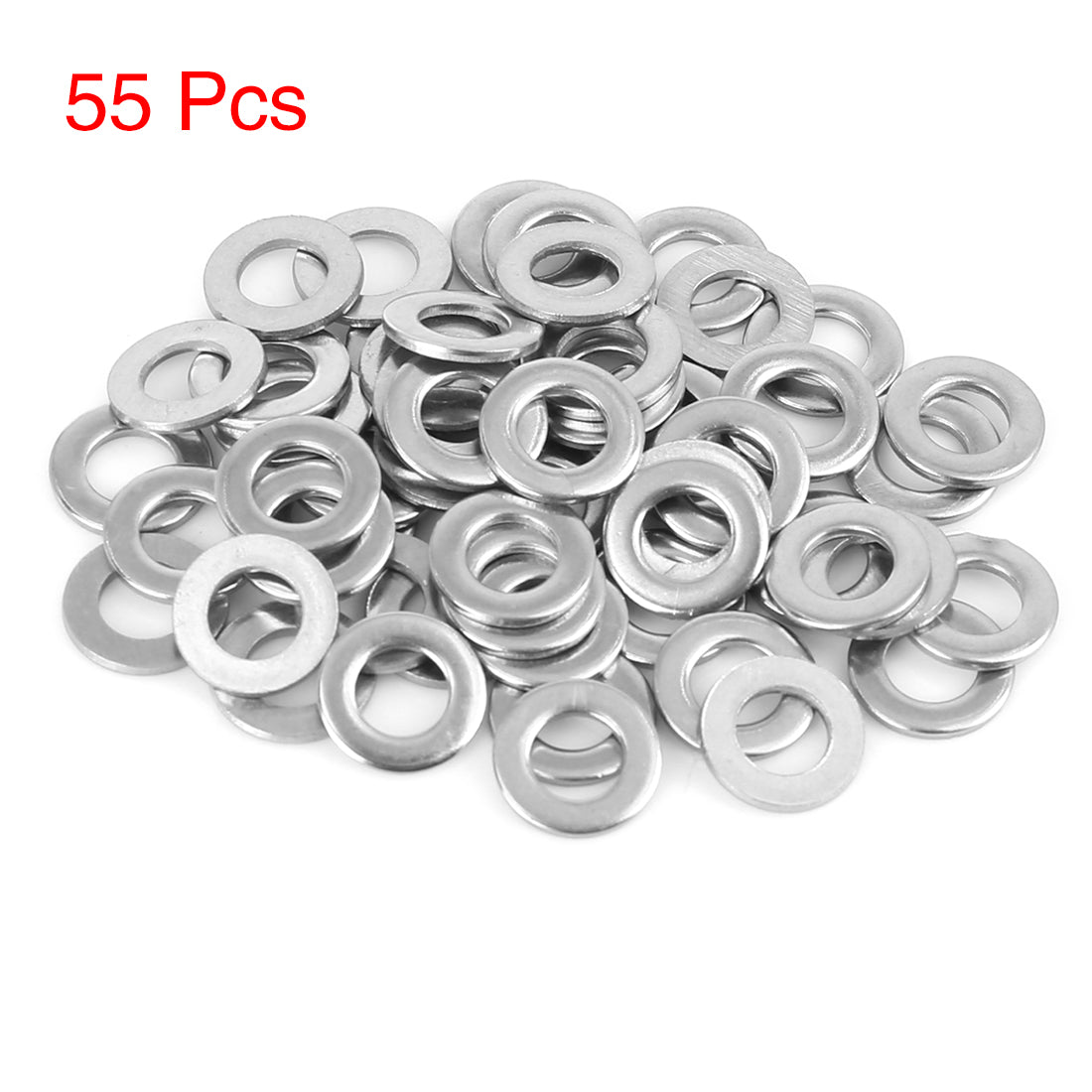 Harfington 55pcs M6 x 12mm x1.2mm Stainless Steel Car Fastener Sealing Flat Washer Gaskets