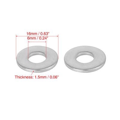 Harfington Edelstahl Autoverschluss Dichtung Flach Unterlegscheibe M6 x 16x1,5mm 55 Stück