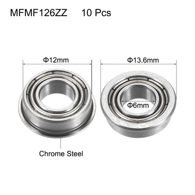 Harfington Uxcell Flange Ball Bearing Double Shielded Chrome Steel Bearings