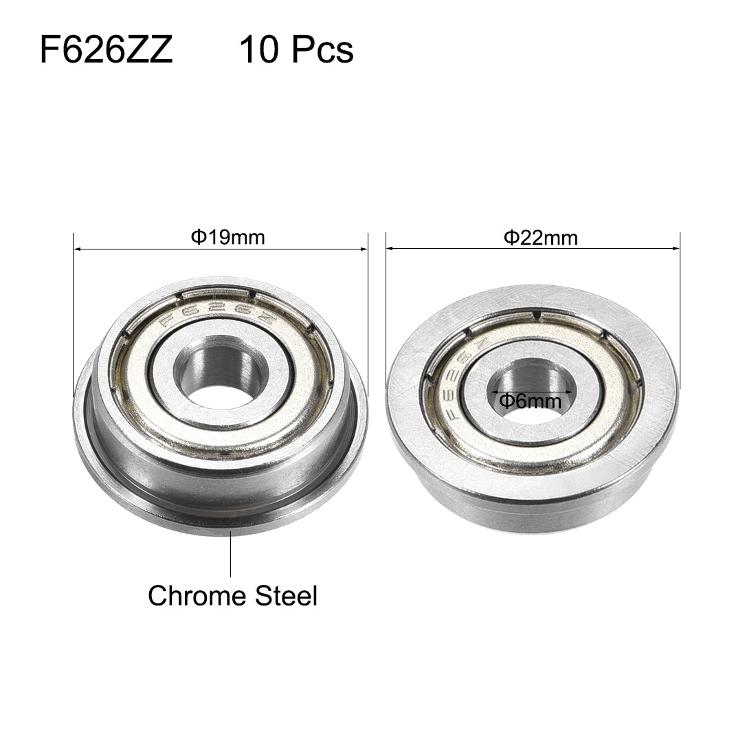 uxcell Uxcell Flange Ball Bearing Double Shielded Chrome Steel Bearings