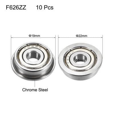 Harfington Uxcell Flange Ball Bearing Double Shielded Chrome Steel Bearings