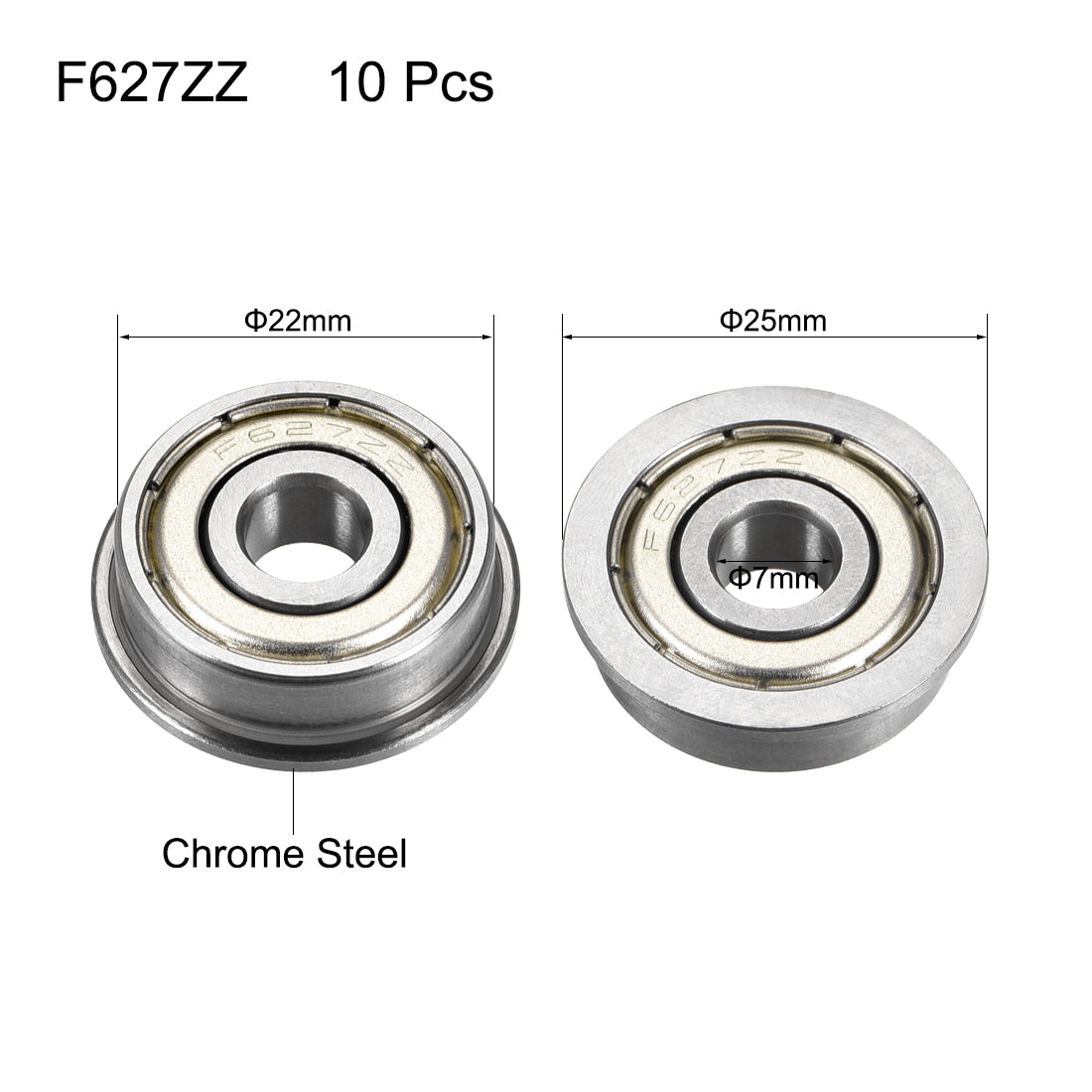 uxcell Uxcell Flange Ball Bearing Double Shielded Chrome Steel Bearings