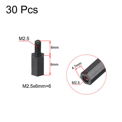 Harfington Uxcell M2.5 Male to Female Hex Nylon Spacer Standoff 30pcs