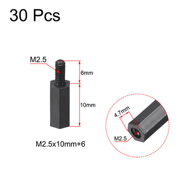 Harfington Uxcell M2.5 Male to Female Hex Nylon Spacer Standoff 30pcs