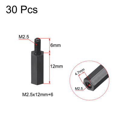 Harfington Uxcell M2.5 Male to Female Hex Nylon Spacer Standoff 30pcs