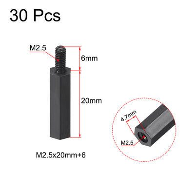 Harfington Uxcell M2.5 Male to Female Hex Nylon Spacer Standoff 30pcs