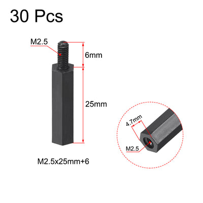 Harfington Uxcell M2.5 Male to Female Hex Nylon Spacer Standoff 30pcs