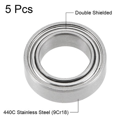 Harfington Uxcell Miniature Deep Groove Ball Bearings Double Shielded Stainless Steel