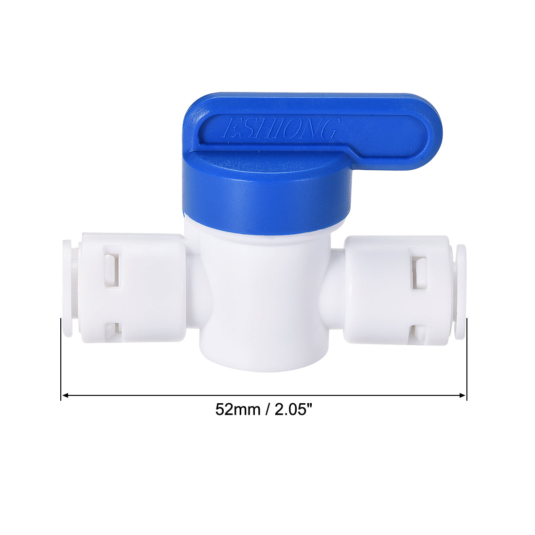 uxcell Uxcell Ball Valve Quick Connect Fitting, 1/4" Tube Outer Diameter, for Water Purifiers, Blue and White 2Pcs