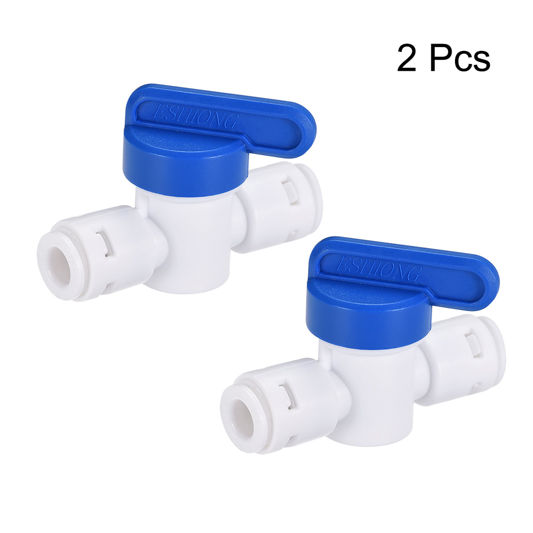 uxcell Uxcell Ball Valve Quick Connect Fitting, 1/4" Tube Outer Diameter, for Water Purifiers, Blue and White 2Pcs