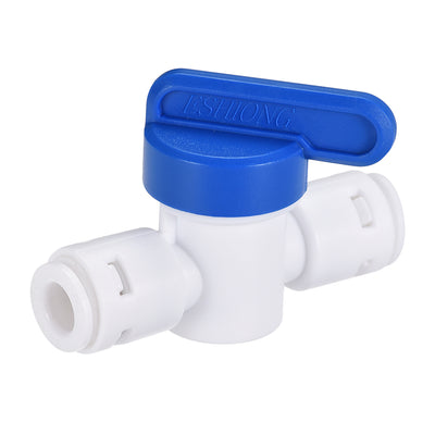 uxcell Uxcell Ball Valve Quick Connect Fitting, 1/4" Tube Outer Diameter, for Water Purifiers, Blue and White 2Pcs