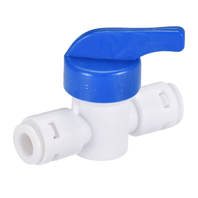 uxcell Uxcell Ball Valve Quick Connect Fitting, 1/4" Tube Outer Diameter, for Water Filters, Blue and White 2Pcs