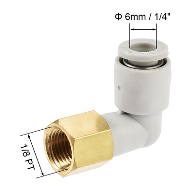 Harfington Uxcell Pneumatic Push to Connect Tube Fittings Elbow 6mm Tube OD x 1/8PT Female 2Pcs