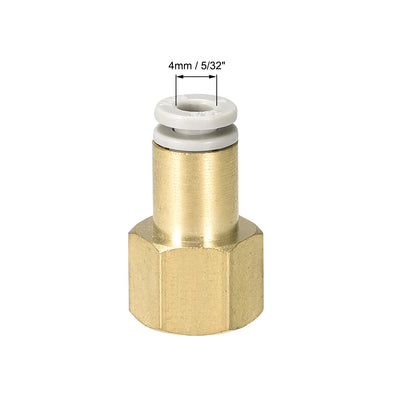 Harfington Uxcell Push to Connect Tube Fittings 4mm Tube OD x 1/8 PT Female Golden Tone 2Pcs