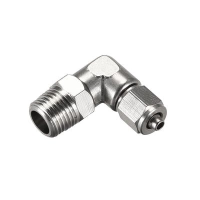 Harfington Uxcell 4mm Tube OD to 1/8PT Male Thread Elbow Quick Fittings Nickel Plated Copper