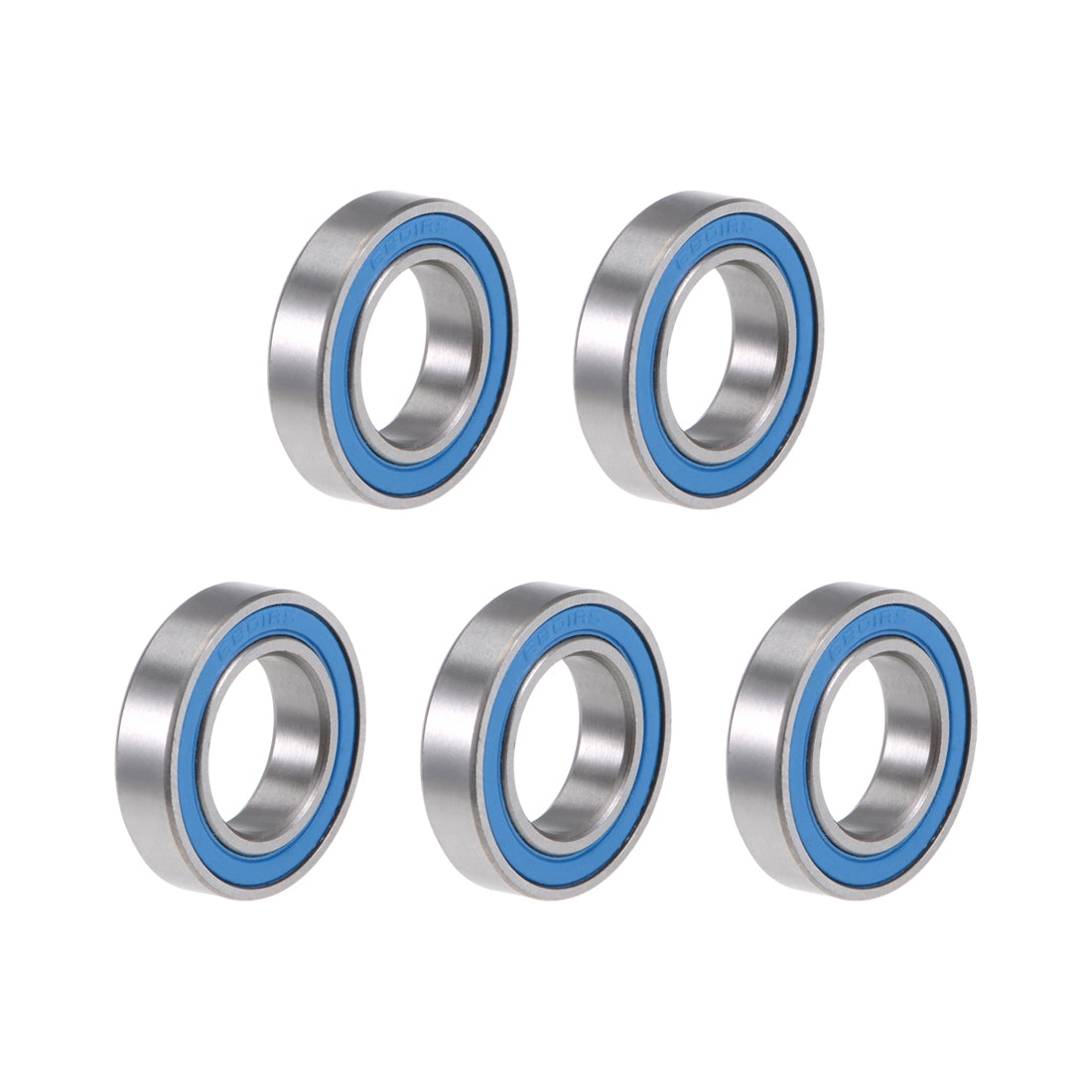 uxcell Uxcell 6801-2RS Ball Bearings 12x21x5mm Double Sealed Chrome Steel Blue Cover P6 5pcs