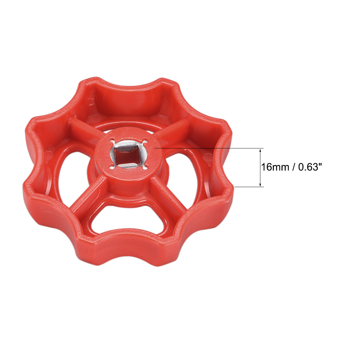 uxcell Uxcell Round Wheel Handle, Square Broach, Wheel OD ABS Red 2Pcs