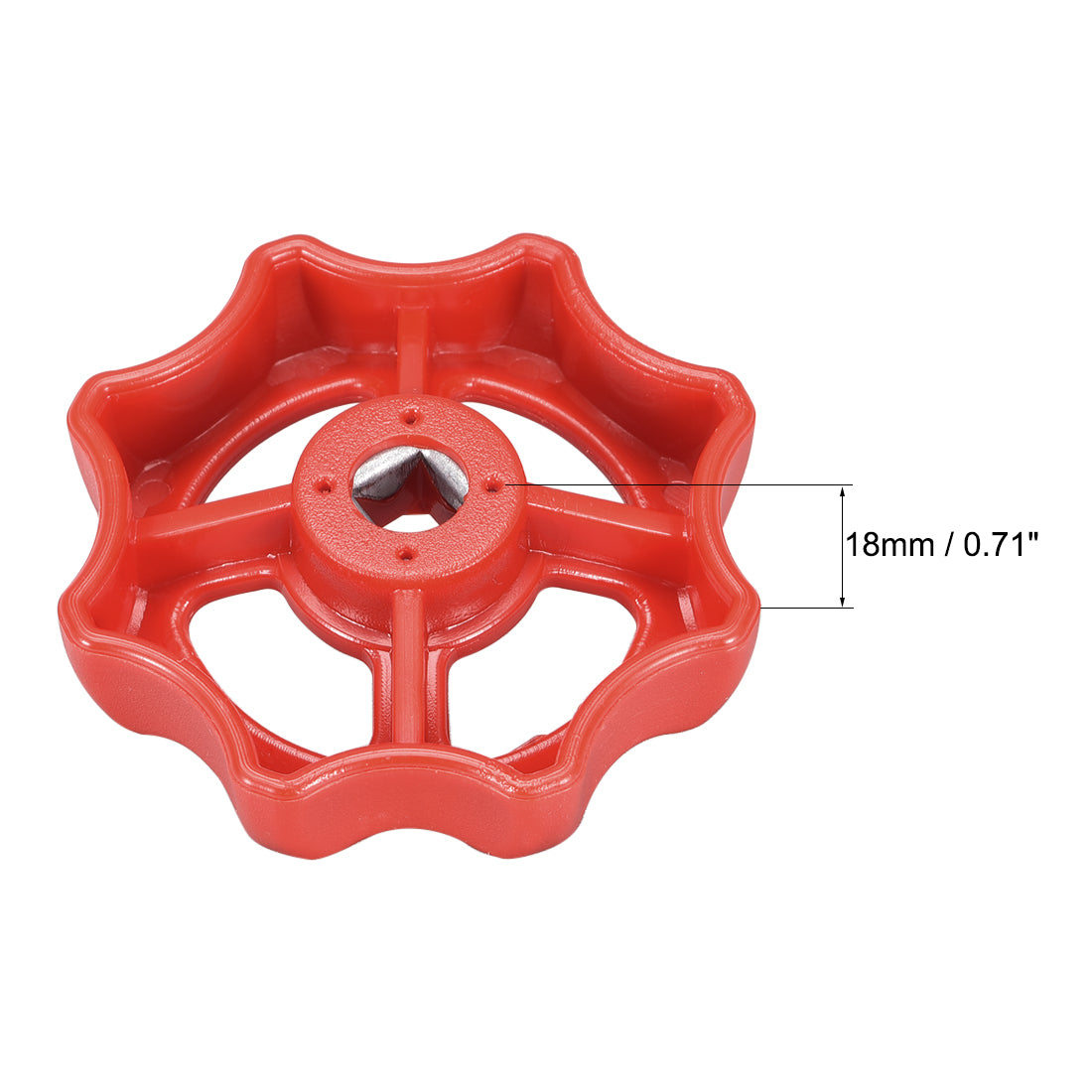 uxcell Uxcell Round Wheel Handle, Square Broach, Wheel OD ABS Red 2Pcs