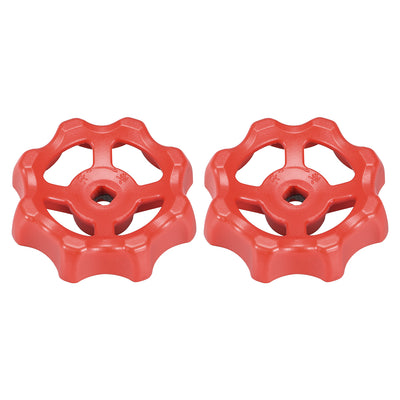 Harfington Uxcell Round Wheel Handle, Square Broach, Wheel OD ABS Red 2Pcs