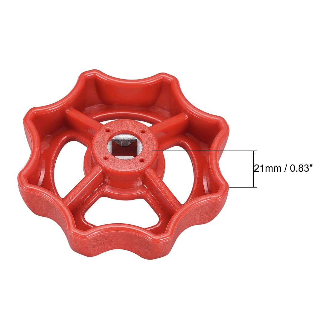 uxcell Uxcell Round Wheel Handle, Square Broach, Wheel OD ABS Red 2Pcs