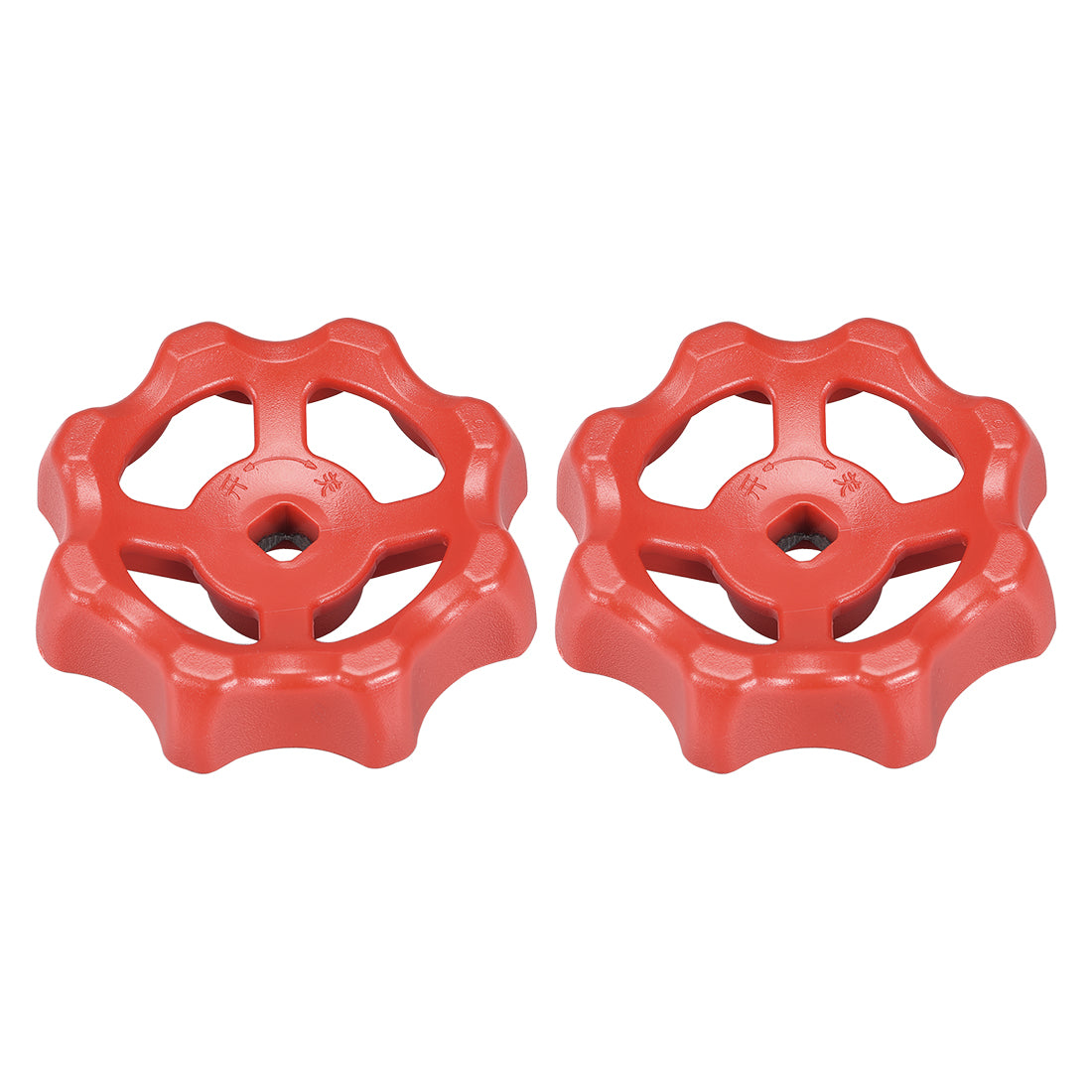 uxcell Uxcell Round Wheel Handle, Square Broach, Wheel OD ABS Red 2Pcs