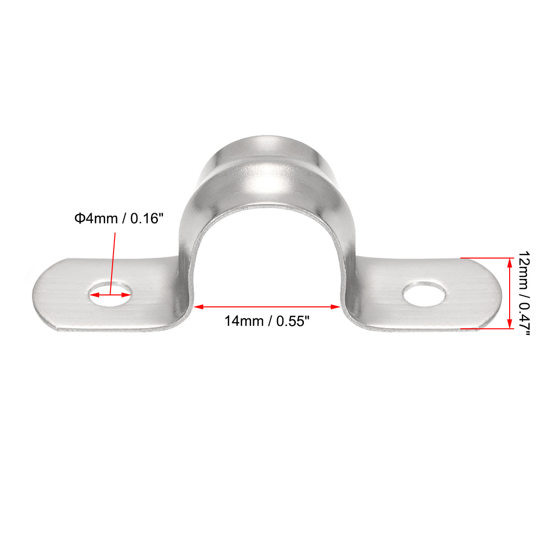 uxcell Uxcell Rigid Pipe Strap 2 Holes Tube Straps 201 Stainless Steel Tension Tube Clip Clamp 25pcs