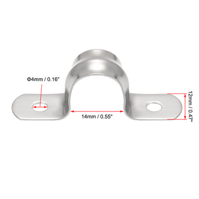 Harfington Uxcell Rigid Pipe Strap 2 Holes Tube Straps 201 Stainless Steel Tension Tube Clip Clamp 25pcs