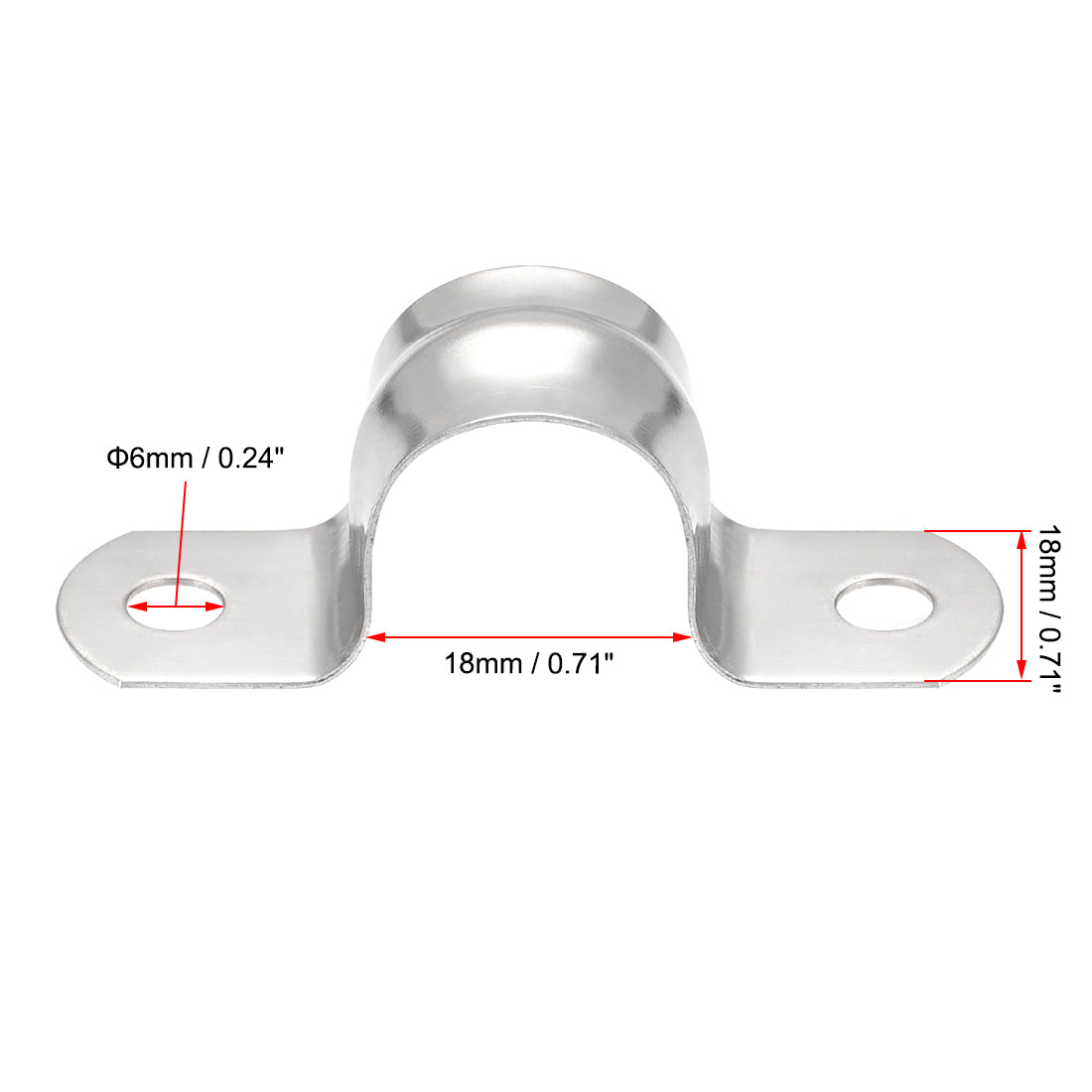 uxcell Uxcell Rigid Pipe Strap 2 Holes Tube Straps 201 Stainless Steel Tension Tube Clip Clamp 16pcs