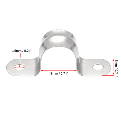 Harfington Uxcell Rigid Pipe Strap 2 Holes Tube Straps 201 Stainless Steel Tension Tube Clip Clamp 16pcs