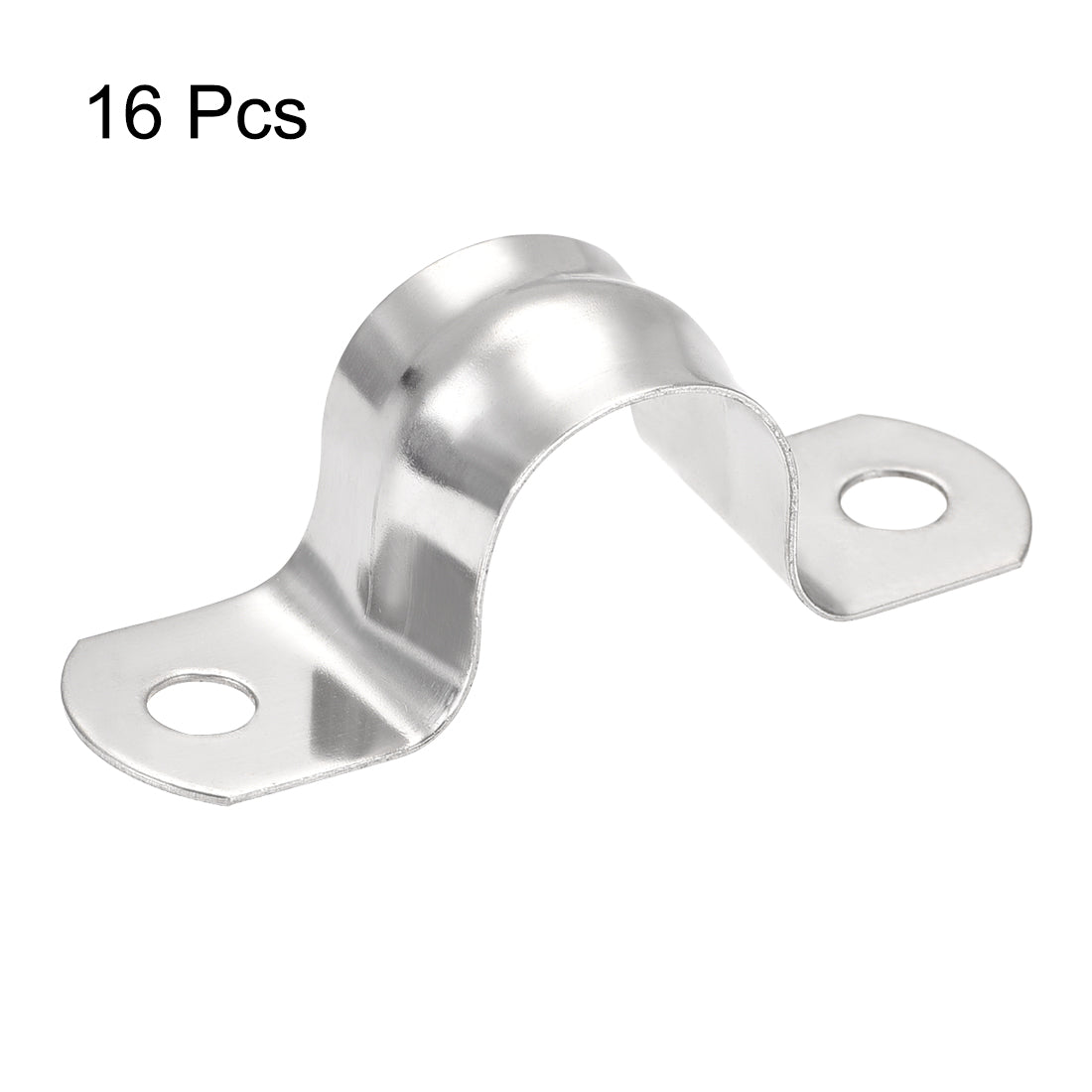 uxcell Uxcell Rigid Pipe Strap 2 Holes Tube Straps 201 Stainless Steel Tension Tube Clip Clamp 16pcs