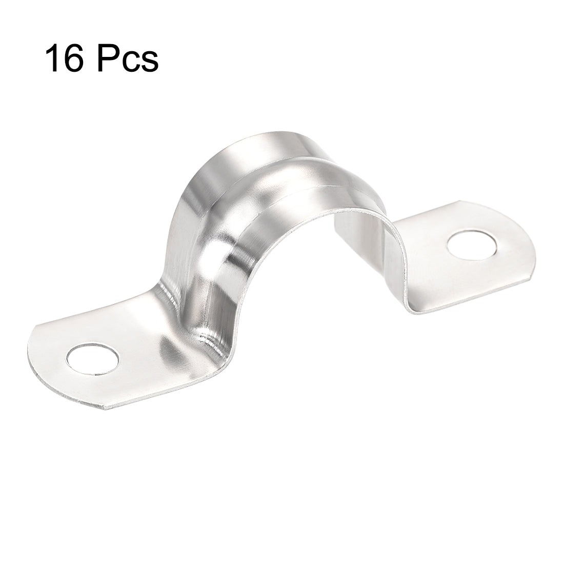 uxcell Uxcell Rigid Pipe Strap 2 Holes Tube Straps 201 Stainless Steel Tension Tube Clip Clamp 16pcs