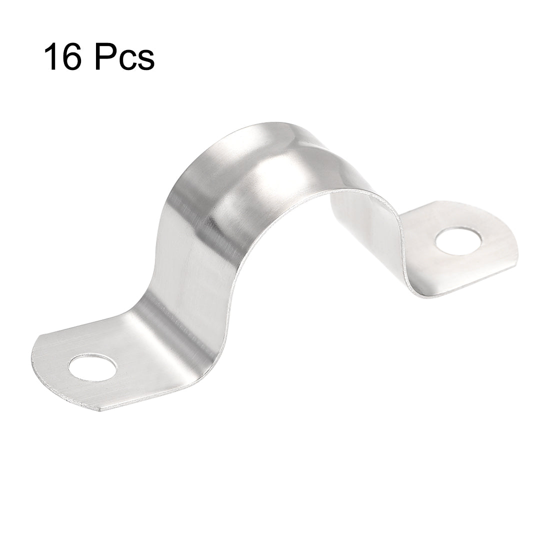 uxcell Uxcell Rigid Pipe Strap 2 Holes Tube Straps 201 Stainless Steel Tension Tube Clip Clamp 16pcs