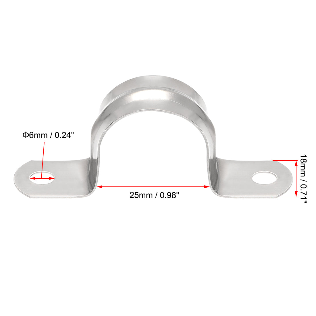 uxcell Uxcell Rigid Pipe Strap 2 Holes Tube Straps 201 Stainless Steel Tension Tube Clip Clamp 16pcs