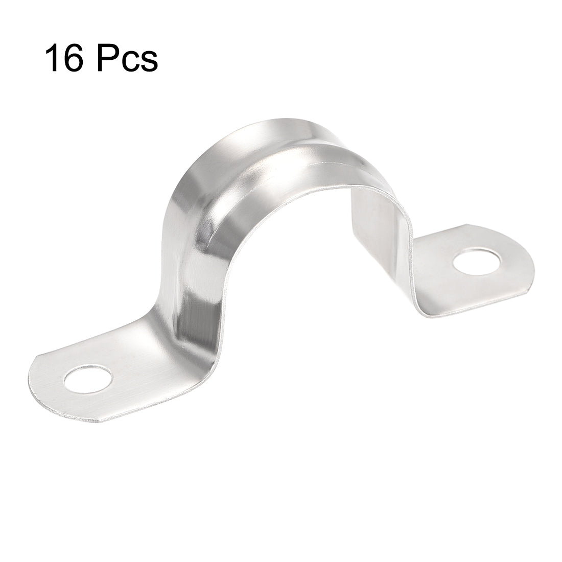 uxcell Uxcell Rigid Pipe Strap 2 Holes Tube Straps 201 Stainless Steel Tension Tube Clip Clamp 16pcs