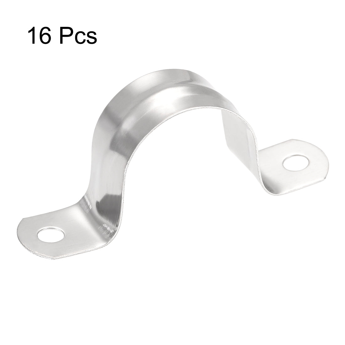 uxcell Uxcell Rigid Pipe Strap 2 Holes Tube Straps 201 Stainless Steel Tension Tube Clip Clamp 16pcs