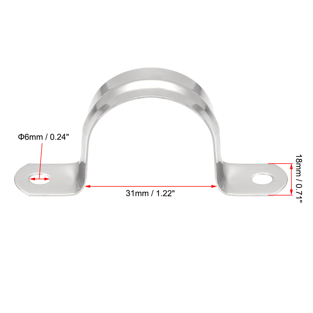 uxcell Uxcell Rigid Pipe Strap 2 Holes Tube Straps 201 Stainless Steel Tension Tube Clip Clamp 16pcs