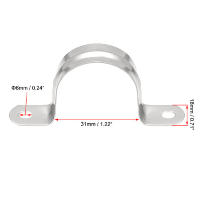 Harfington Uxcell Rigid Pipe Strap 2 Holes Tube Straps 201 Stainless Steel Tension Tube Clip Clamp 16pcs