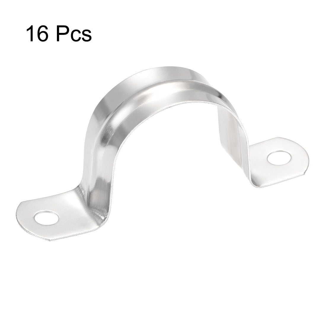 uxcell Uxcell Rigid Pipe Strap 2 Holes Tube Straps 201 Stainless Steel Tension Tube Clip Clamp 16pcs