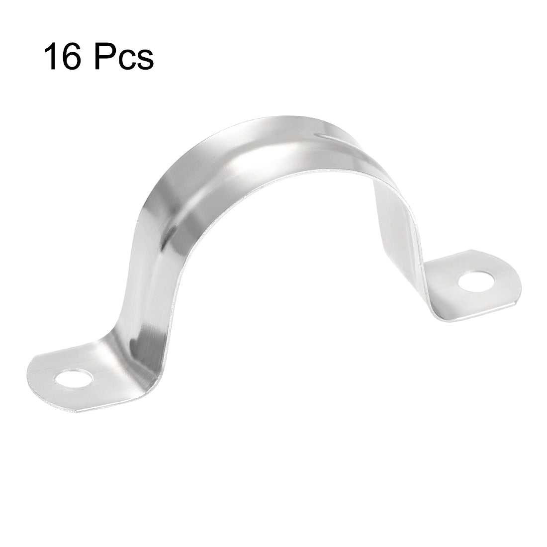 uxcell Uxcell Rigid Pipe Strap 2 Holes Tube Straps 201 Stainless Steel Tension Tube Clip Clamp 16pcs