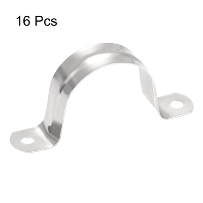 Harfington Uxcell Rigid Pipe Strap 2 Holes Tube Straps 201 Stainless Steel Tension Tube Clip Clamp 16pcs