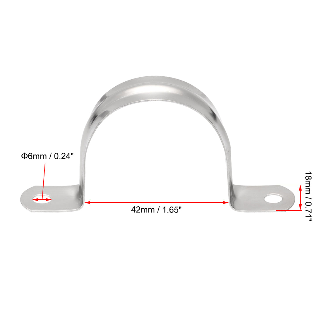 uxcell Uxcell Rigid Pipe Strap, 2 Hole Tube Straps 201 Stainless Steel Tension Tube Clip Clamp 8pcs