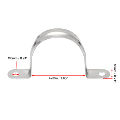 Harfington Uxcell Rigid Pipe Strap, 2 Hole Tube Straps 201 Stainless Steel Tension Tube Clip Clamp 8pcs