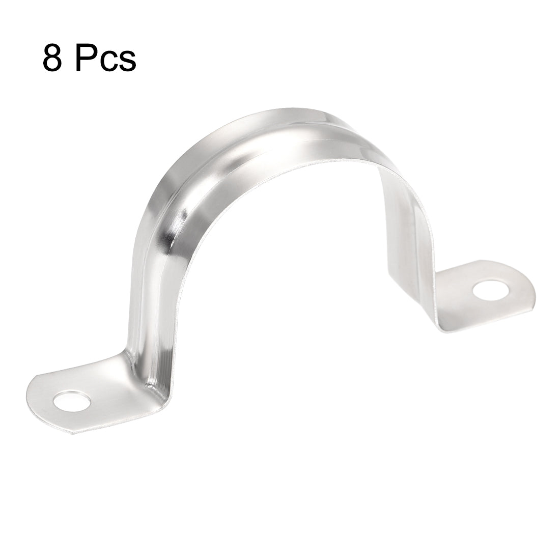 uxcell Uxcell Rigid Pipe Strap, 2 Hole Tube Straps 201 Stainless Steel Tension Tube Clip Clamp 8pcs