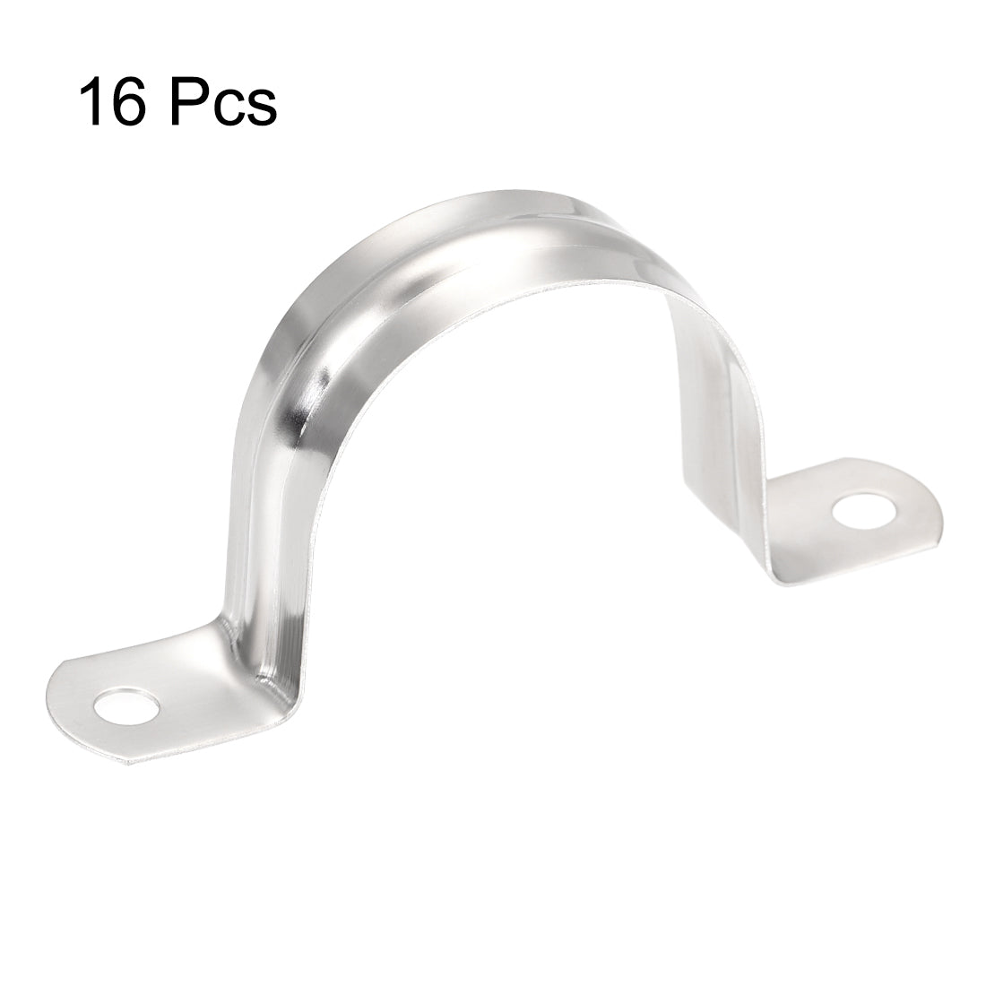 uxcell Uxcell Rigid Pipe Strap 2 Holes Tube Straps 201 Stainless Steel Tension Tube Clip Clamp 16pcs