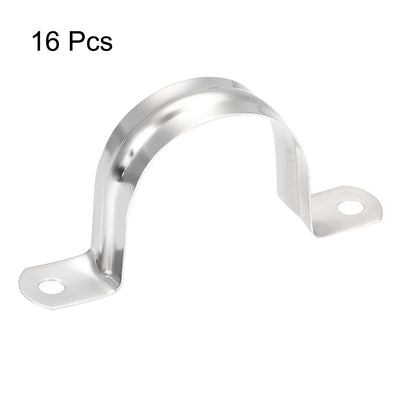 Harfington Uxcell Rigid Pipe Strap 2 Holes Tube Straps 201 Stainless Steel Tension Tube Clip Clamp 16pcs