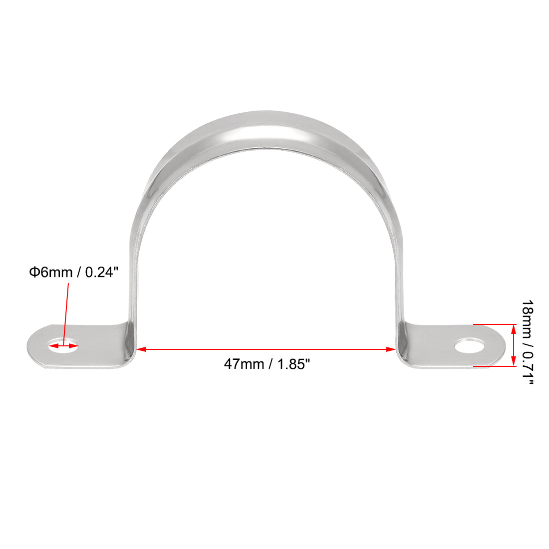 uxcell Uxcell Rigid Pipe Strap, 2 Hole Tube Straps 201 Stainless Steel Tension Tube Clip Clamp 8pcs