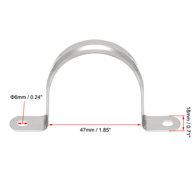 Harfington Uxcell Rigid Pipe Strap, 2 Hole Tube Straps 201 Stainless Steel Tension Tube Clip Clamp 8pcs