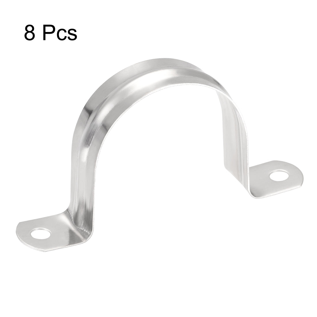 uxcell Uxcell Rigid Pipe Strap, 2 Hole Tube Straps 201 Stainless Steel Tension Tube Clip Clamp 8pcs